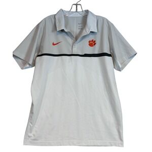 Nike Clemson Tigers Dri-FIT Polo Shirt Mens Large White Grey Colorblock NCAA